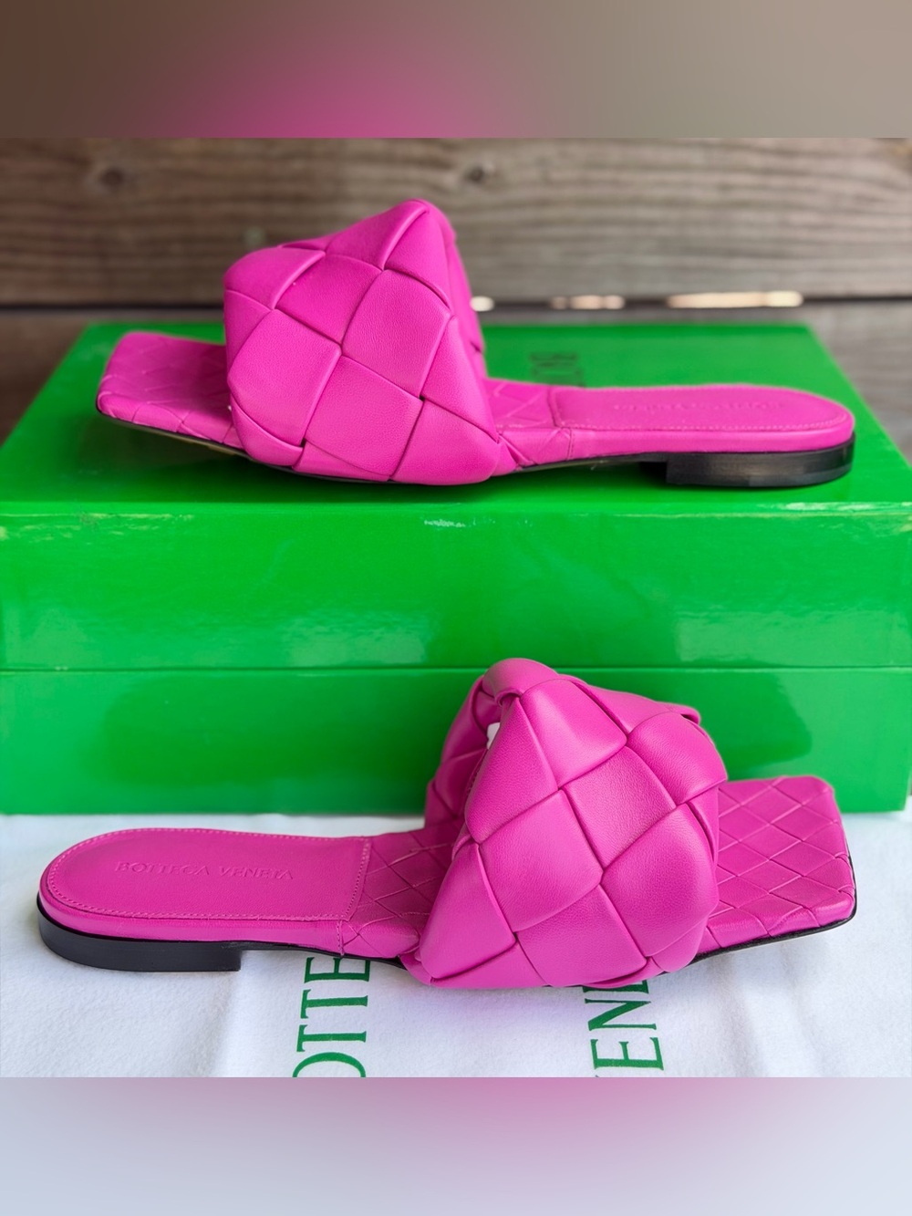 Bottega Veneta Hot Pink Padded lido Slide Sandals size 38.5